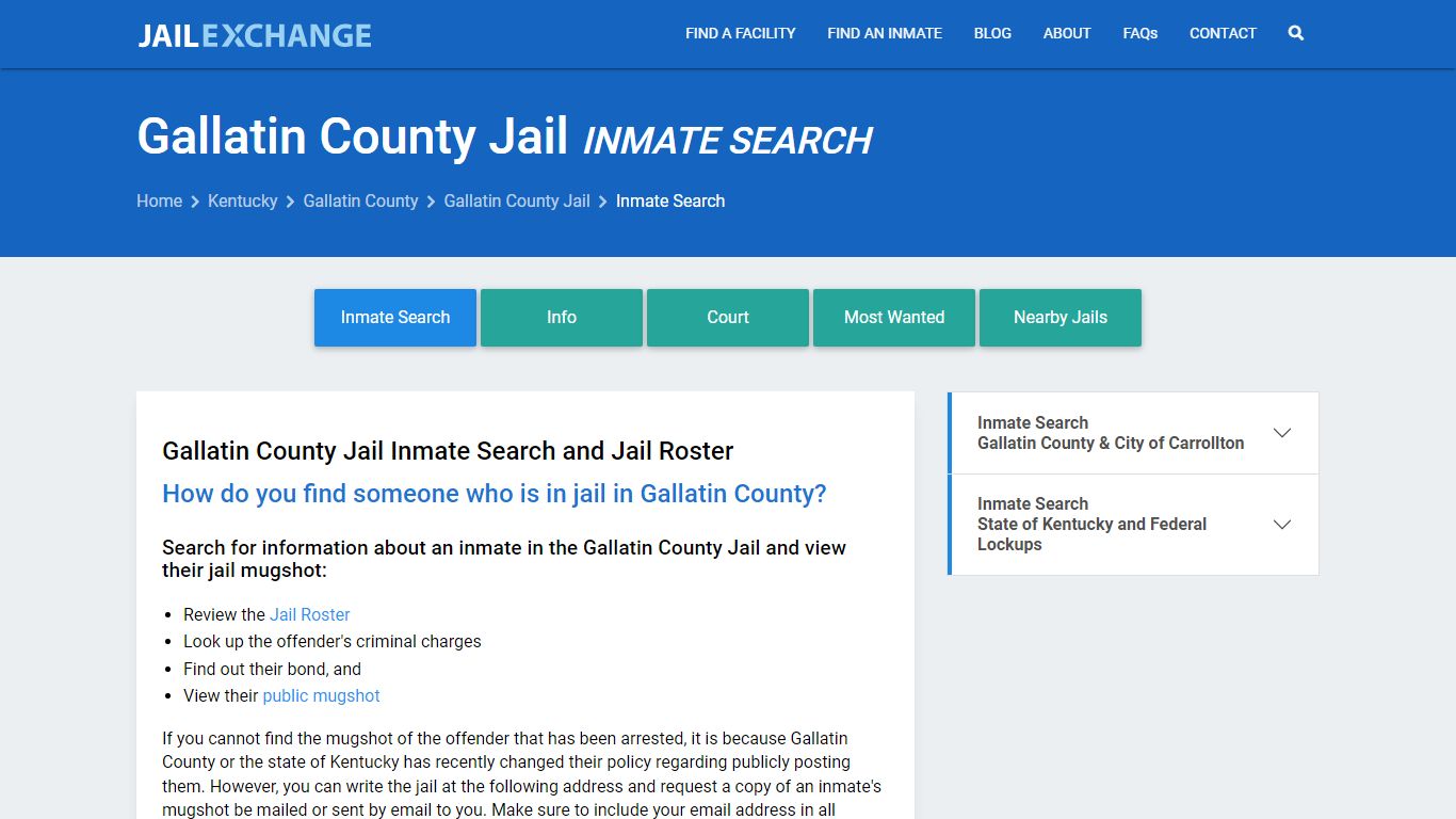 Inmate Search: Roster & Mugshots - Gallatin County Jail, KY